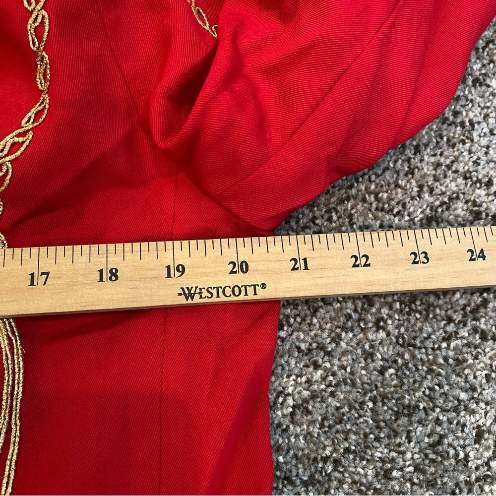 Vintage 80s Red Blazer with Gold Tassel Embroidery, Power Dressing, Women's LG - Picture 5 of 7